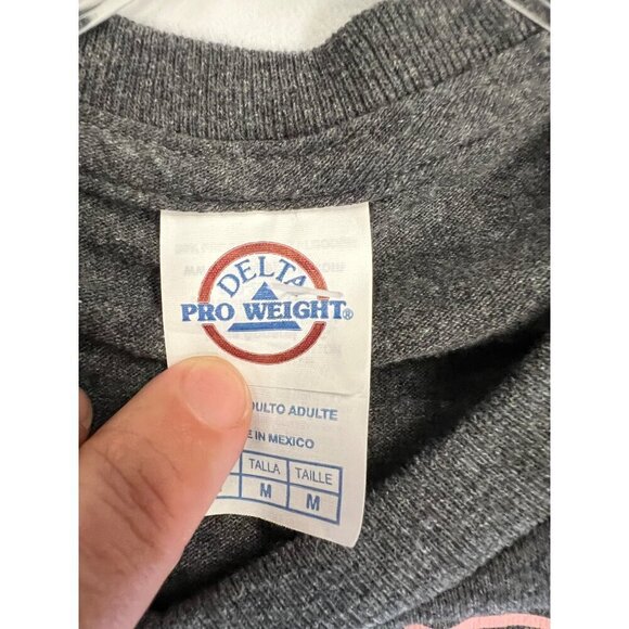 Delta Pro Weight Women's Christmas Tree T-Shirt Gray/Pink Size Medium - Picture 8 of 9